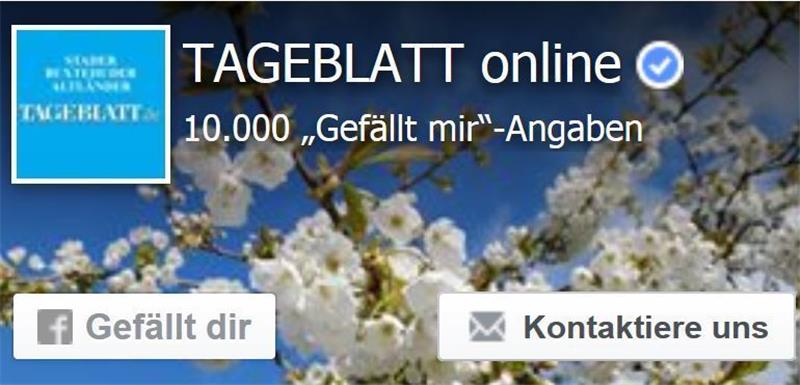 10.000 Gefällt-mir-Angaben auf Facebook für TAGEBLATT online.
