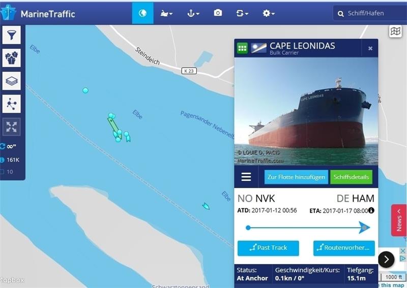 Maschinenschaden: Frachter "Cape Leonidas" blockiert die Unterelbe Maschinenschaden: Frachter "Cape Leonidas" blockiert die Unterelbe