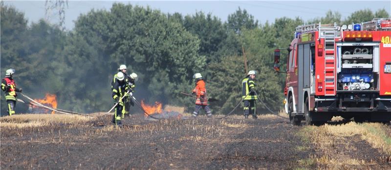 Ein Hektar Stoppelfeld brennt in der Gemeinde Oldendorf