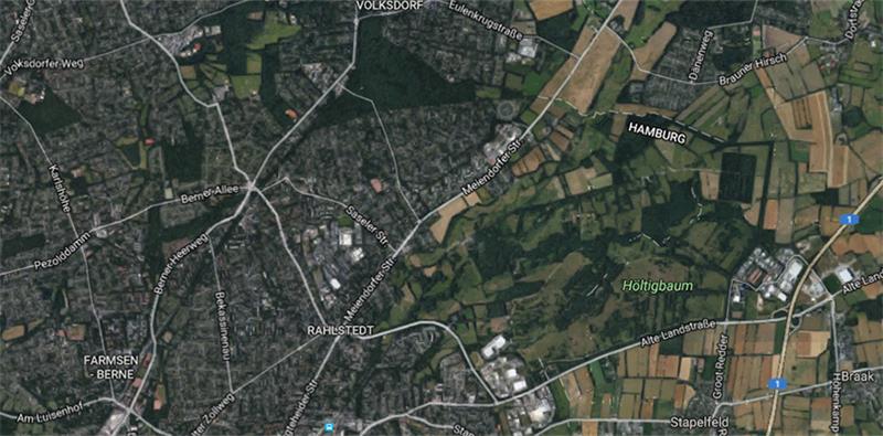 Der Viktoriapark liegt in Hamburg und Schleswig Holstein. Screenshot: Google Maps