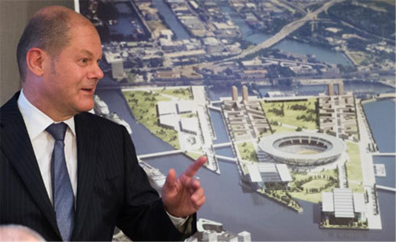 Hamburgs Bürgermeister Olaf Scholz erläuterte die Olympia-Pläne. Foto dpa