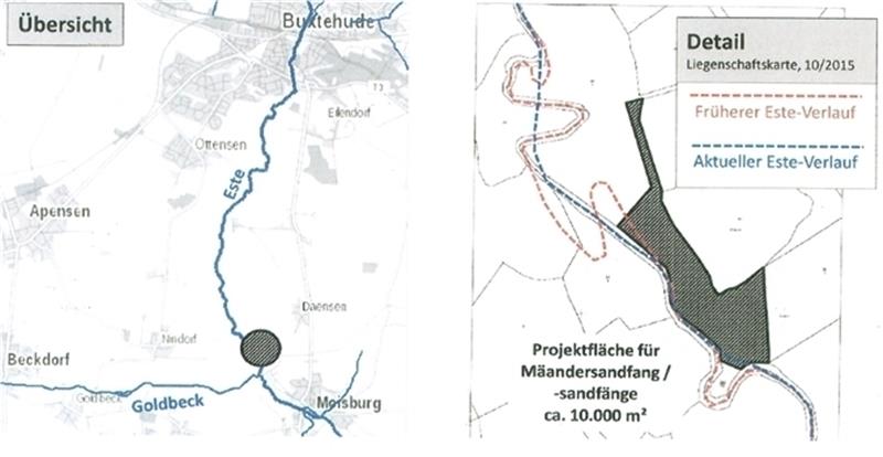 Lage des von Buxtehude geplanten Mäandersandfang s bei Daensen. Zeichnung SEB