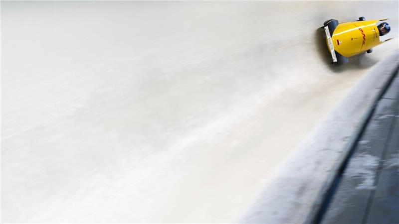  Laura Nolte aus Deutschland nimmt eine Kurve während des zweiten Laufs bei der Bob-WM in Lake Placid.