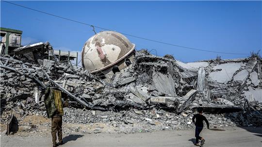 Präsident Donald Trump spricht mit Israels Ministerpräsident Benjamin Netanjahu in der Knesset, dem israelischen Parlament.