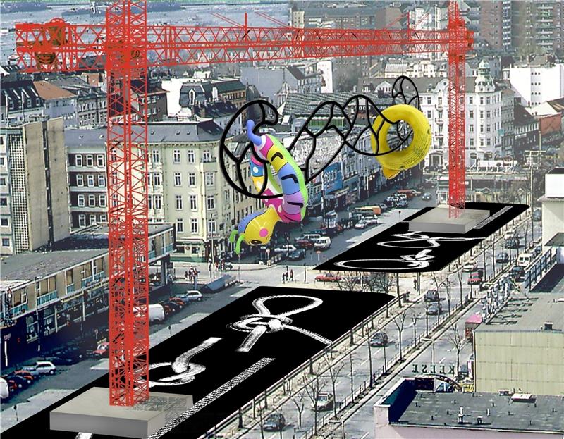 110 Meter hohe Kranskulptur von Jeff Koons (Foto Koons).