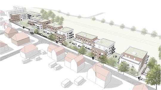140 Wohnungen südlich der Bahn: Das geplante Wohngebiet soll über die Bahnstraße - über eine Rampe - erschlossen werden.