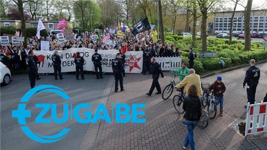 1500 Demonstranten zogen während der AfD-Veranstaltung in der Halepaghen-Schule durch Buxtehude.