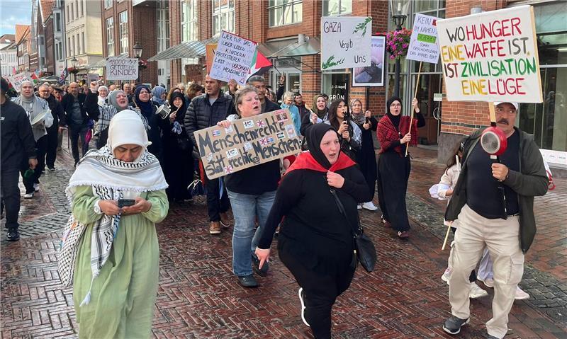 „Angriff auf die Menschlichkeit“: 200 Menschen bei Gaza-Demo in Buxtehude 200 Menschen demonstrierten bei der Gaza-Demo in Buxtehude.
