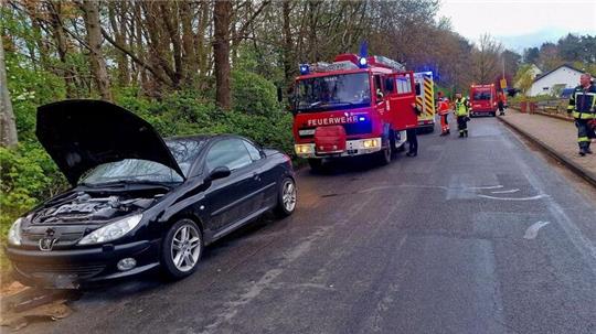 25 Einsatzkräfte kamen zu Hilfe, als es im Motorraum eines Pkw am Freitag plötzlich gebrannt hatte.