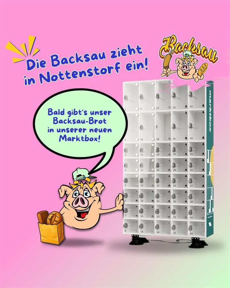 39 Fächer in dem Brotautomaten bieten Platz für einzelne Brote und Tüten.