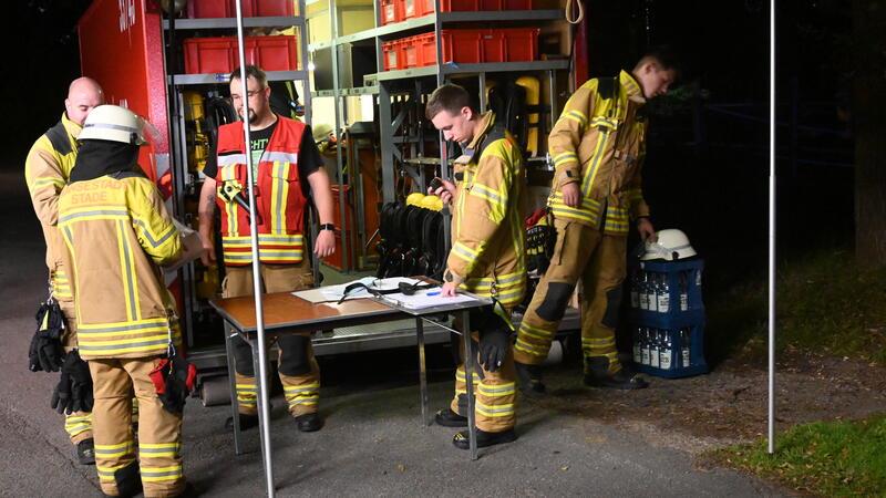 Abrollcontainer der Kreis-Feuerwehr mit den Atemschutzgeräten.