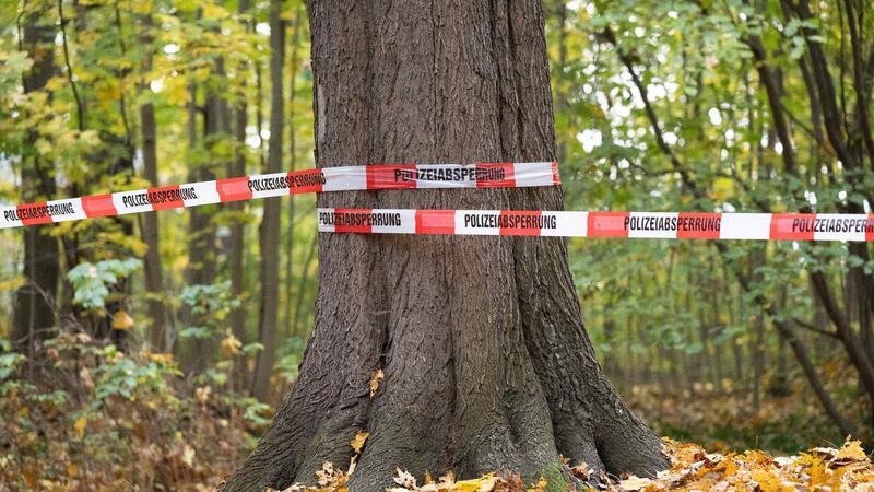 Frau lügt und löst damit Großeinsatz in Dresden aus Absperrband der Polizei: Rund 180 Beamte der Bereitschaftspolizei durchkämmten den Wald.
