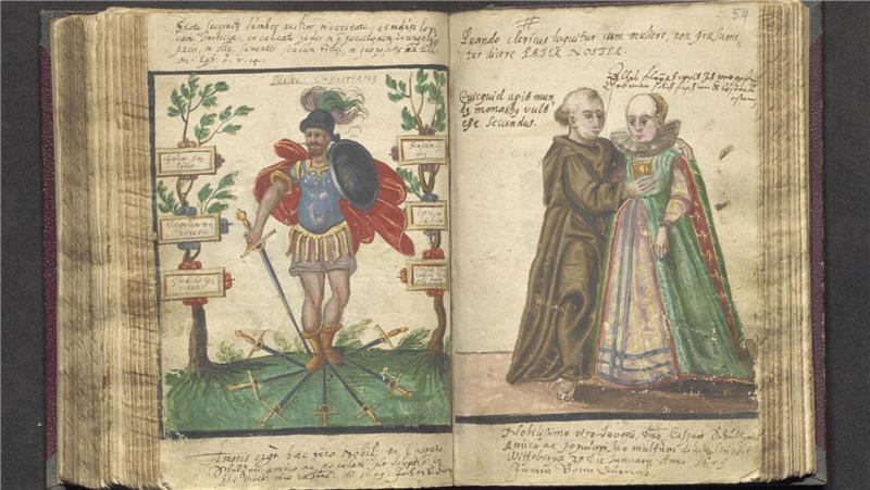 Adlige klebten ihre Wappen und Bilder in das Schulte-Buch - ein frühes Poesiealbum.