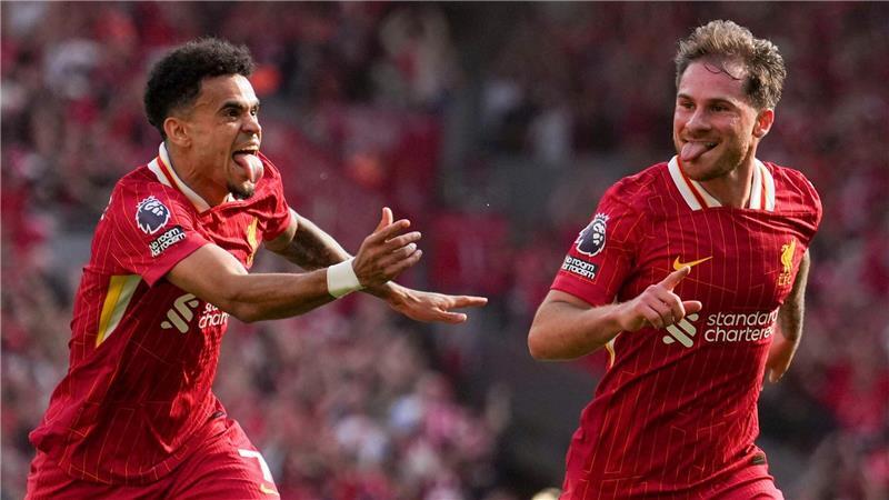 Selfie-Jubel und Tränen in Anfield: Liverpool ist Meister Alexis Mac Allister trafen Luis Diaz beim 5:1, mit dem sich Liverpool die 20. Meisterschaft sicherte.
