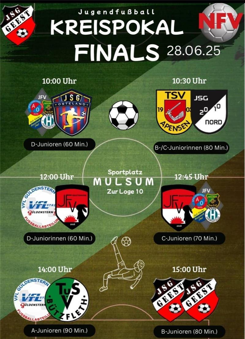 Alle sechs Kreispokalfinals in Mulsum am 28. Juni im Überblick.