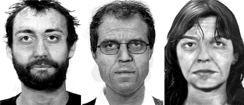 Alterssimulationen von Burkhard Garweg (links), Ernst-Volker Wilhelm Staub und Daniela Klette.