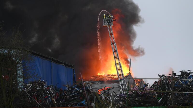 Jahresbericht 2023: Mehr Großbrände in Hamburg - weniger Brandtote Am 9.4.2023 standen in Hamburg-Rothenburgsort mehrere Gebäude in Flammen.