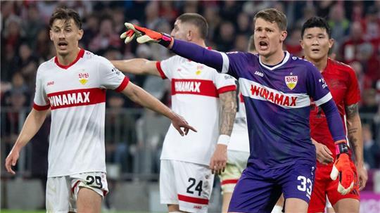 Am Dienstag sind Alexander Nübel (2. v. r.) und der VfB Stuttgart bei Juventus Turin zu Gast.