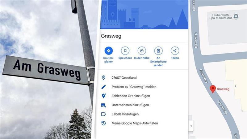 Erneute Google-Posse: Navi lockt Autofahrer auf die falsche Fährte Am Grasweg ist eine andere Straße als Grasweg. Bei Google Maps erscheint die Straße unter Grasweg und erzeugt Verwirrung.