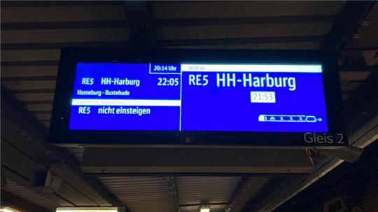 Am Mittwochabend fuhren weder S-Bahn noch Start-Züge von Stade aus in Richtung Hamburg.