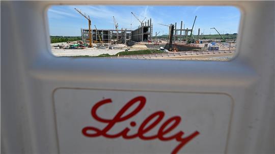 Am neuen Standort des US-Konzerns Eli Lilly im rheinland-pfälzischen Alzey laufen die Bauarbeiten - nun sollen die Investitionen halbiert werden (Archivbild)