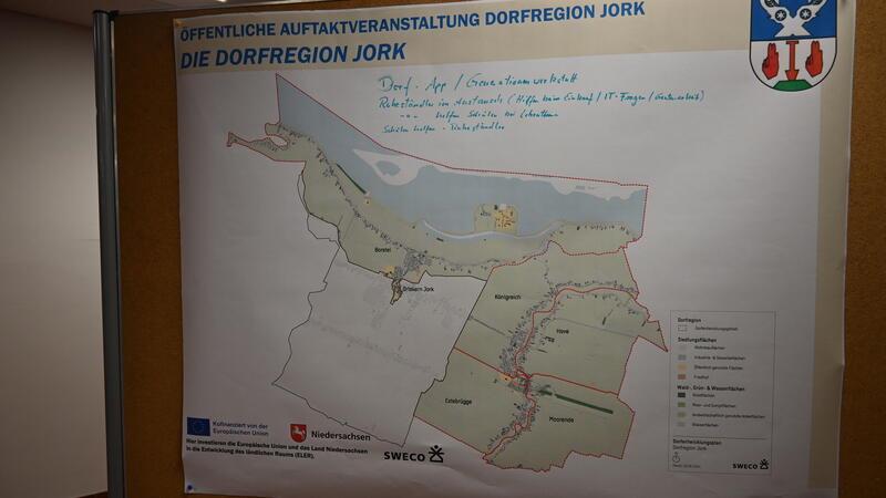 Angepinnt: Offzieller Plan der Dorfregion Jork bei der Auftaktveranstaltung im Schulzentrum Jork.