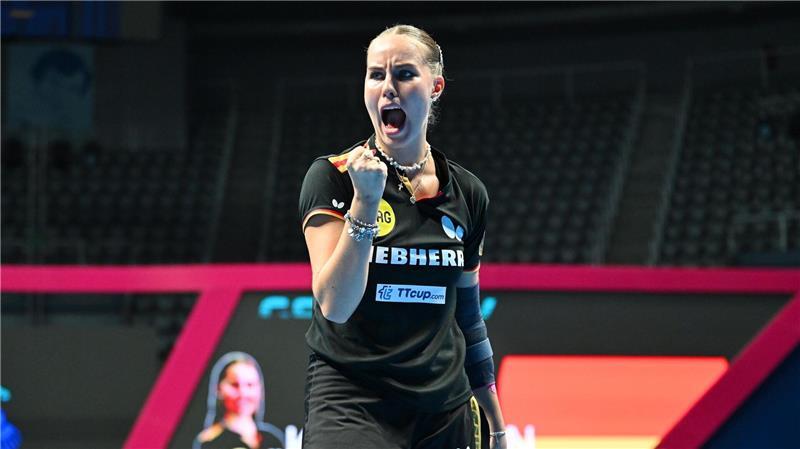 Kaufmann jubelt: Zehnter EM-Titel für Tischtennis-Team Annett Kaufmann jubelt im EM-Finale.