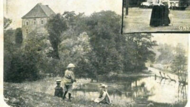 Wie der Gestank am Agathenburger Schloss weichen soll Ansichtskarte mit Schloss Agathenburg und Teich um 1910.