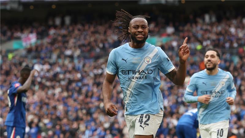 Manchester City gewinnt FA Cup - 1:0-Sieg gegen Chelsea Antoine Semenyo von Manchester City jubelt nach seinem Führungstreffer.