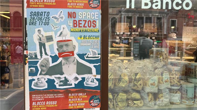 Krieg bringt Hochzeitspläne von Bezos durcheinander Auch an anderen Stellen wird gegen die Hochzeit protestiert.