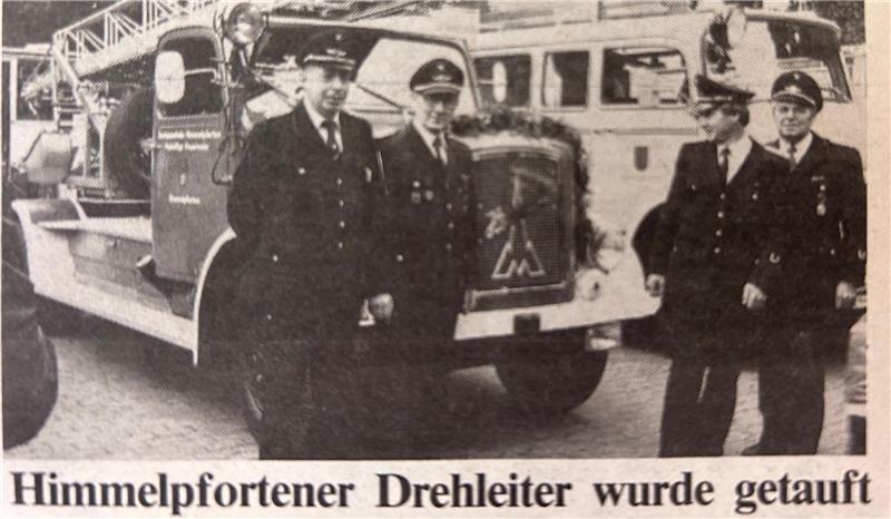 Auch das TAGEBLATT berichtete 1984 über die Taufe der Drehleiter auf den Namen Helmut.