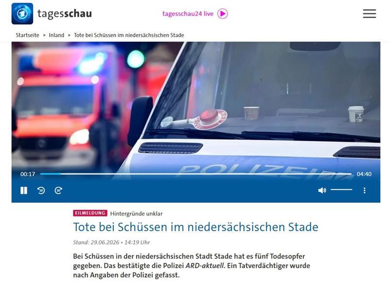 Stade steht nach tödlichen Schüssen international in den Schlagzeilen Auch die führenden Medien in Deutschland wie Tagesschau berichteten prominent über die tragische Tat.