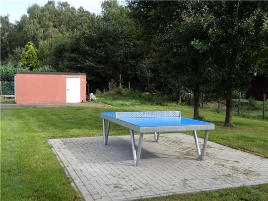 Auch sie wurden mit der Windparkstiftung realisiert: Tischtennisplatte und Gerätegarage am Sportplatz.