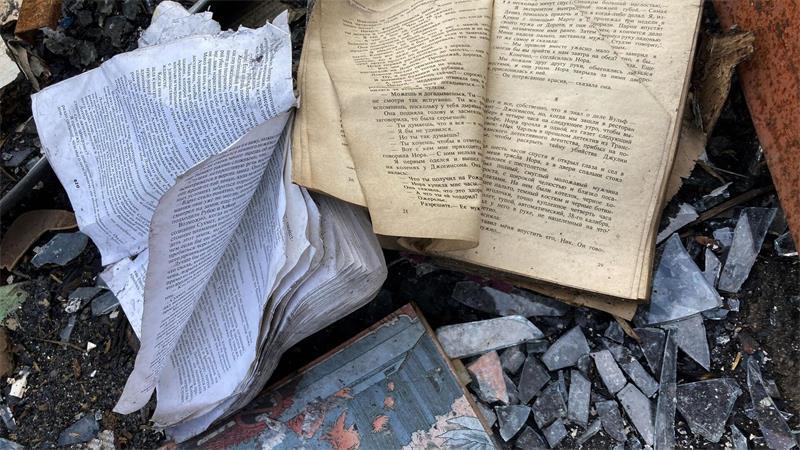 Drohnenalarm in Kiew – Leben zwischen Angst und Alltag Auf dem Bücherbasar Petriwka sind viele Tausend Bücher verbrannt. (Archivbild)
