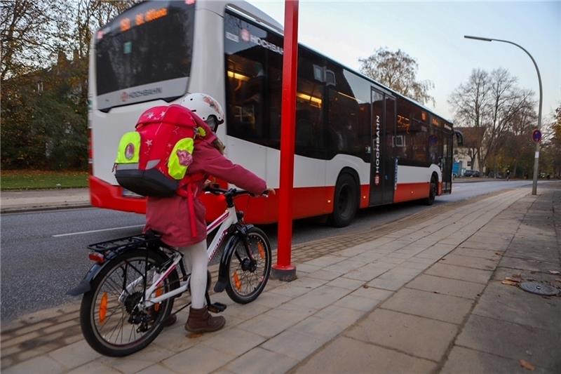 Auf dem Fahrradweg steht plötzlich ein Pfeiler für die Bushaltestelle: Eltern sorgen sich. Foto: Blaulicht-News