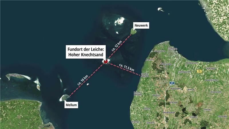 Tragischer Fund: Leiche auf Sandbank vor Küste Cuxhavens entdeckt Auf der Sandbank „Hoher Knechtsand“ ist eine Leiche gefunden worden. Könnte es sich dabei um die Leiche von Maren Holzen handeln, die seit 19. Mai seit einem Besuch der Insel Neuwerk vermisst wird? Bislang gibt es keinen Beleg dafür. Foto: Mapcreator.io | OSM.org