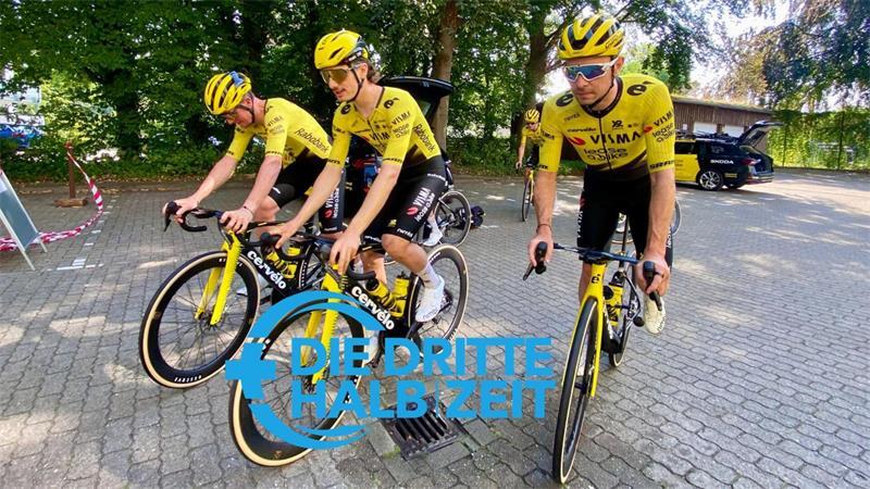 Auf zum Wachtelimbiss? Das niederländische Team Visma-Lease a Bike startet zur Trainingsausfahrt.