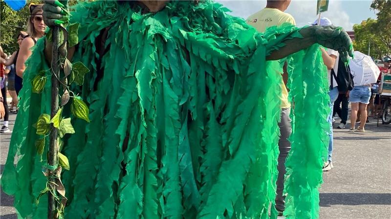 Aufwendig verkleidet zogen viele Klimaschützer durchs Zentrum der Millionenstadt Belém. 