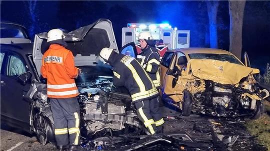 Aus bisher ungeklärter Ursache prallten beide Fahrzeuge auf der B495 frontal zusammen. Foto: Lange