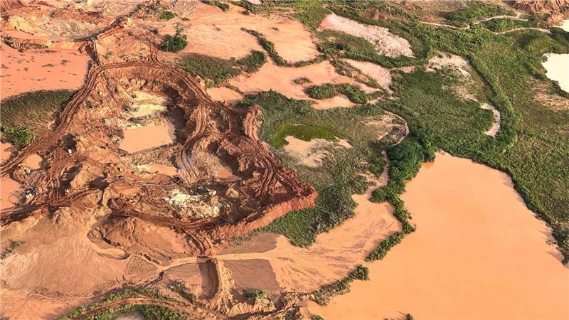 Aus der Luft sind abgeholzte Flächen im Amazonas-Gebiet zu sehen. (Archivbild)