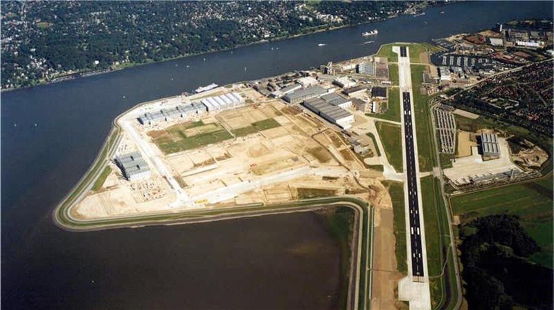 Bauarbeiten am Mühlenberger Loch.