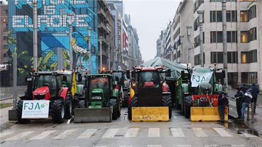 Bauernprotest in Brüssels EU-Viertel.