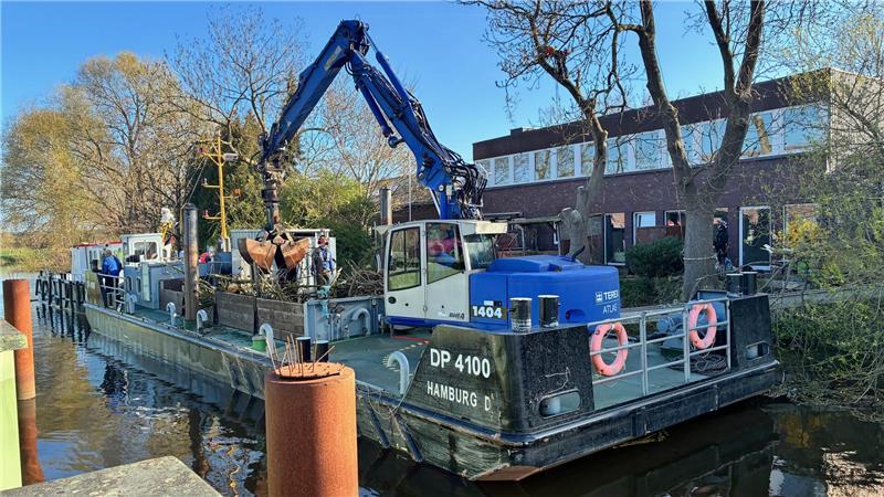 Baumfällungen an der Lühe: Die Außenstelle Stade des Wasserstraßen- und Schifffahrtsamtes Elbe-Nordsee sichert den Hafenbetrieb in Horneburg.