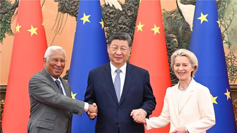 EU warnt China vor verschärftem Handelskonflikt Bei den Gesprächen mit China war Handel ein wichtiges Thema.