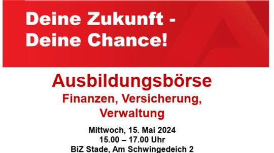 Bei der Ausbildungsmesse „Deine Zukunft - deine Chance!“ präsentieren sich zehn Unternehmen und Organisationen aus der Region aus den Bereichen Finanzen, Versicherungen und Öffentliche Verwaltung.