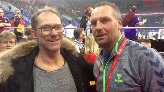 Beim EM-Endspiel 2016 in Krakau traf Thomas Koch (links) seinen ehemaligen Fredenbecker Mitspieler Christian Schwarzer, der bei dem Turnier in Polen als TV-Experte im Einsatz war.