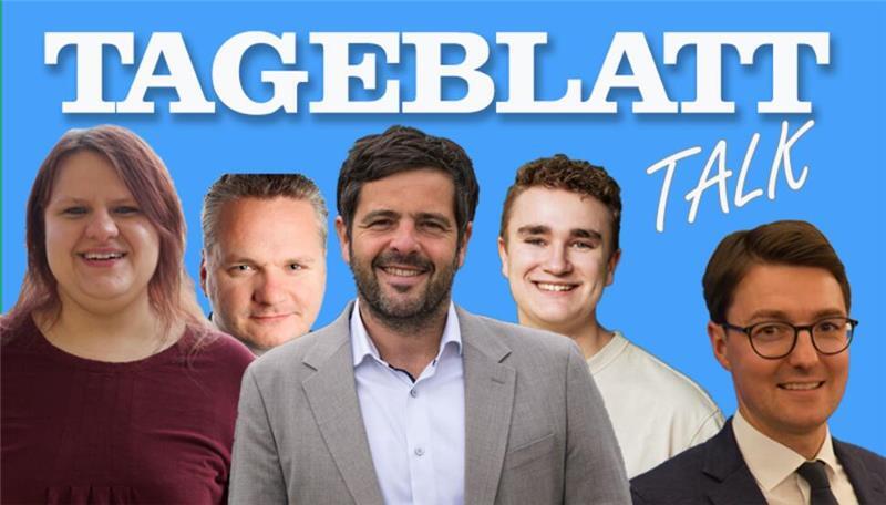 Hilke Hochheiden (Die Linke), Sebastian Sieg (AfD) , Daniel Schneider (SPD), Christopher Jesse (Grüne), Christoph Frauenpreiß (CDU) und Gerd Wichels (FDP, nicht auf dem Bild).