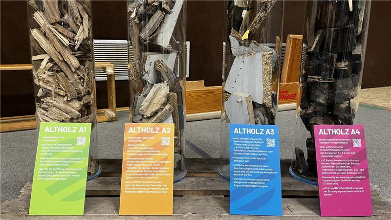 Beim Verbrennen des Altholzes wird das Material in vier verschiedene Arten eingestuft.