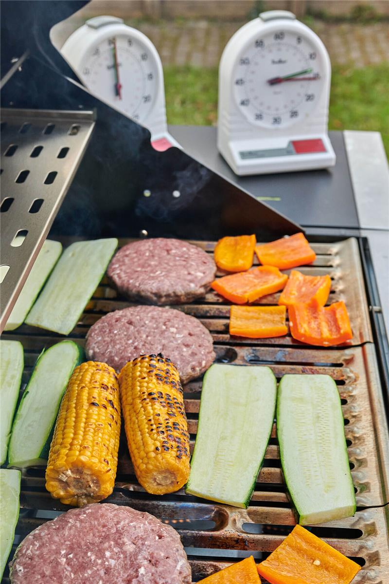 Grill-1x1: Wer „vorglühen“ muss und warum Spiritus tabu ist Bekommen Sie Appetit? Die Stiftung Warentest hat zum Beginn der Grillsaison Gasgrills geprüft. Foto: Stiftung Warentest/dpa-tmn