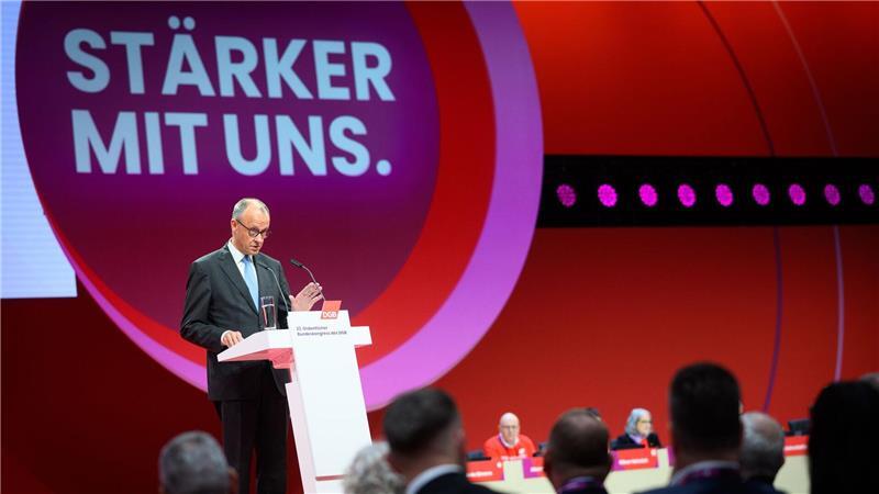 Berlin: Bundeskanzler Merz spricht beim 23. Ordentlichen DGB-Bundeskongress im Estrel Congress Center
